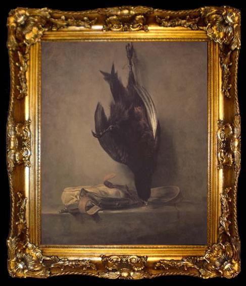framed  Jean Baptiste Simeon Chardin Still Life with Dead Pheasant and Hunting Bag (mk14), ta009-2